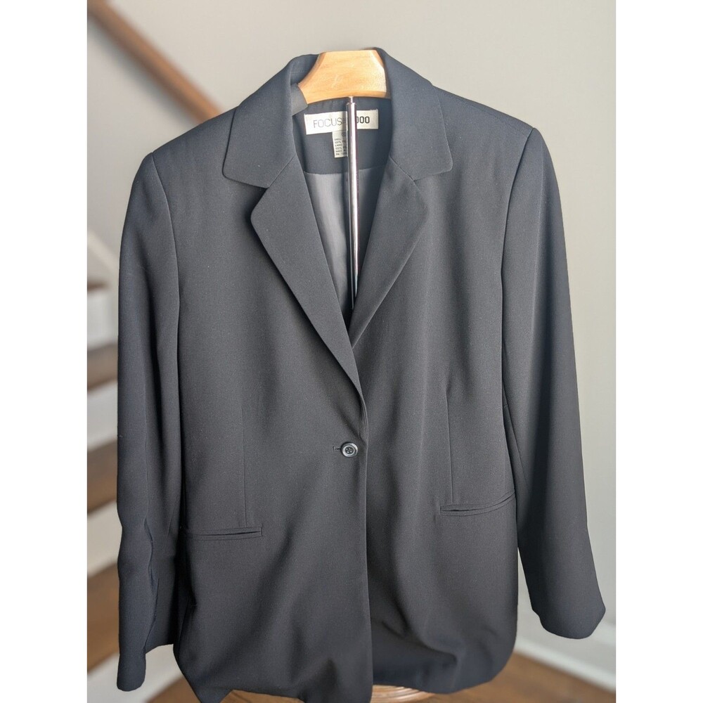 Black Blazer Women's Size 10 Single Breasted One Button Business Boss Workwear
